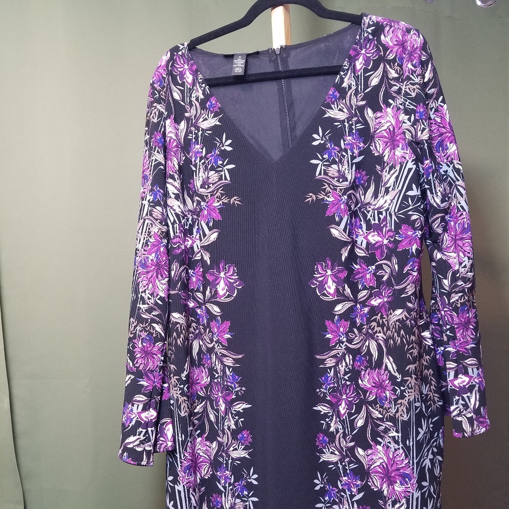 Womens 2xl Bell sleeve mid-knee Purple Dress